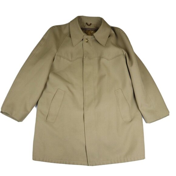 VINTAGE BEIGE TRENCH COAT JACKET SEARS MEN'S STORE - SIZE 44R - REMOVABLE LINER - Picture 1 of 11